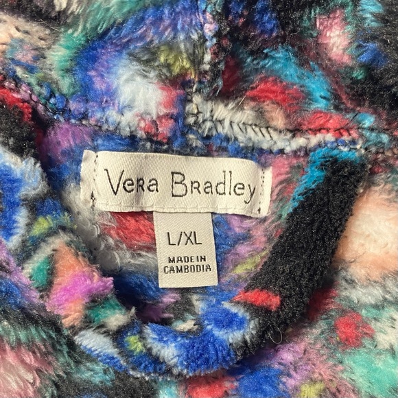 VERA BRADLEY Size Large XL PAISLEY BLUE FLANNEL HOODED BATH ROBE WARM - Picture 4 of 4